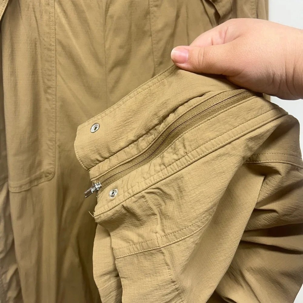 Athleta Trekkie High Rise Parachute Pant Big Sur tan outdoor gorpcore 8 tall - Picture 8 of 15